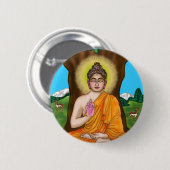 Gautam Boeddha knoop Ronde Button 5,7 Cm (Voorkant /achterkant)