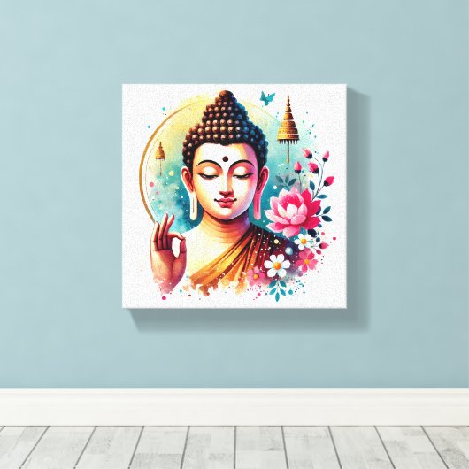 Gautam Boeddha kunstwerk Canvas Afdruk (Insitu (Houten vloer))
