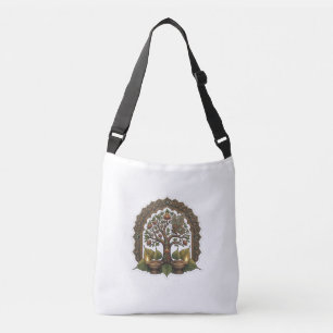 Gautam Boeddha Mediterend Onder Bodhi Boom Canvas Crossbody Tas