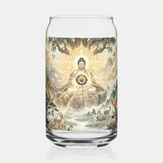 Gautam Buddh Meditatie Kunst Glas - Vreedzame Dham (Voorkant)