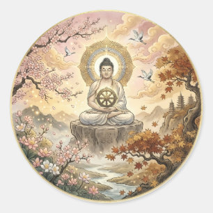 Gautam Buddh Meditatie Kunst Sticker - Vreedzaam D
