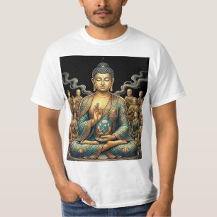 Gautam Buddh Meditatie Kunst T-Shirt - Vreedzaam D