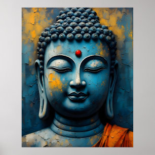 Gautama Boeddha Schilderij - Moderne Impasto Kunst Poster