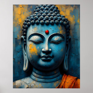 Gautama Boeddha Schilderij - Moderne Impasto Kunst Poster