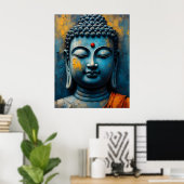 Gautama Boeddha Schilderij - Moderne Impasto Kunst Poster (Thuiskantoor)
