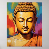 Gautama Buddha Folk Art Fusion Poster (Voorkant)