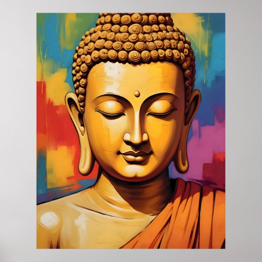 Gautama Buddha Folk Art Fusion Poster (Voorkant)