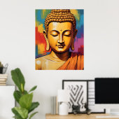 Gautama Buddha Folk Art Fusion Poster (Thuiskantoor)