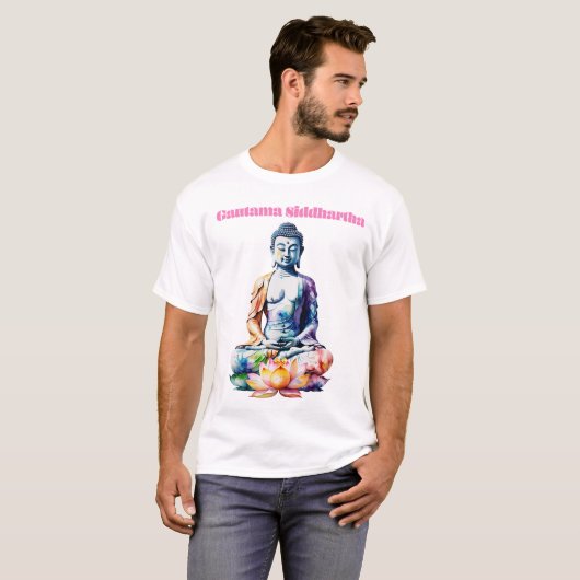 Gautama Siddhartha standbeeld T-shirt (Voorkant volledig)