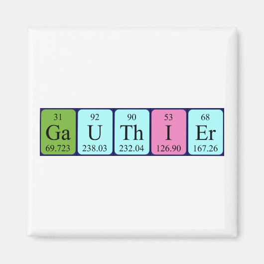 Gauthier periodieke lijstnaam magnet (Voorkant)