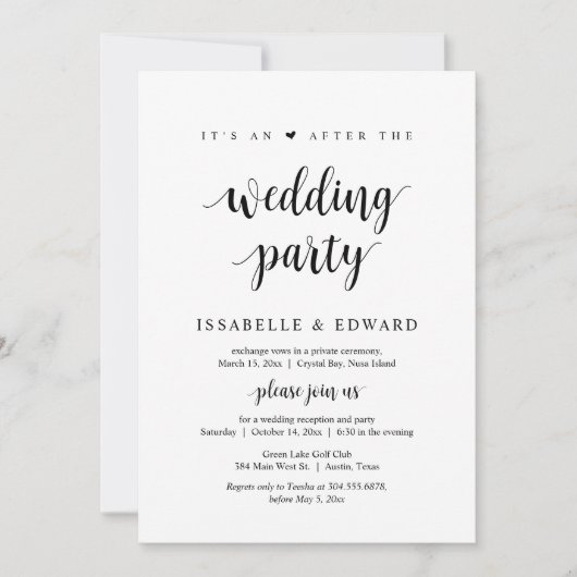 Gauw getrouwd, het is een feest na de bruiloft kaart (Voorkant)