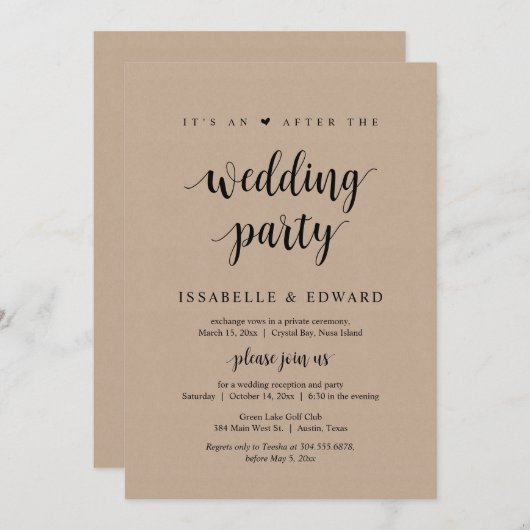 Gauw getrouwd, Het is een na-feest, Kraft Kaart (Voorkant / Achterkant)