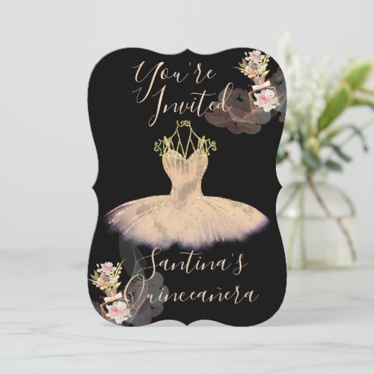 Gauzy Roos Gouden Ballerina Jurk Bloemenparfum Kaart (Staand voorkant)