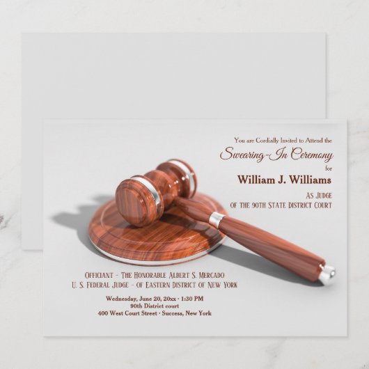 Gavel en geluidsblok beëdiging kaart (Voorkant / Achterkant)