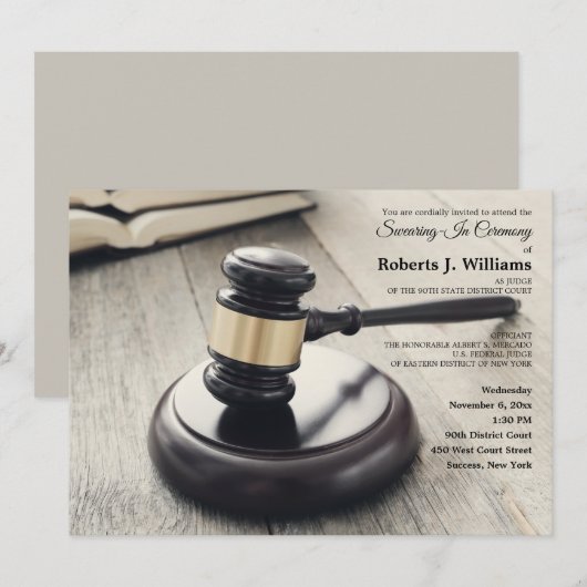 Gavel en Sound Block Invitation Kaart (Voorkant / Achterkant)