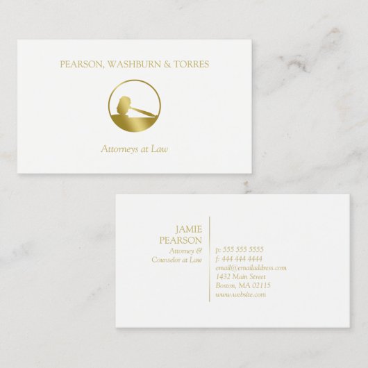 Gavel Icon-procureur Golden Visitekaartje (Voorkant / Achterkant)