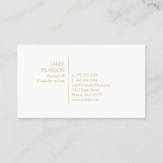 Gavel Icon-procureur Golden Visitekaartje (Achterkant)