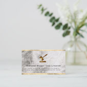 Gavel Juridisch Adviseur / Marble Gold Trim Visitekaartje (Staand voorkant)