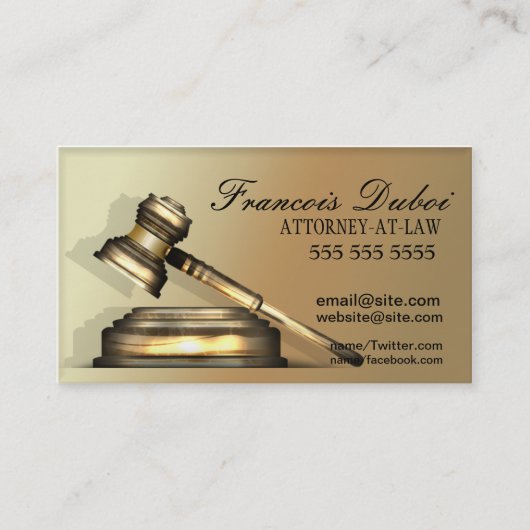 Gavel Lawyer Attorney Law Firma Visitekaartje (Voorkant)