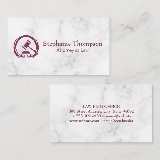 Gavel Logo | Recht en orde Afsprakenkaartje (Voorkant / Achterkant)