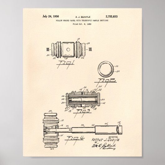 Gavel of Justice 1956 Patent Art - Old Peper Poster (Voorkant)