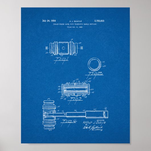 Gavel Patent van rechter - Blauwdruk Poster (Voorkant)
