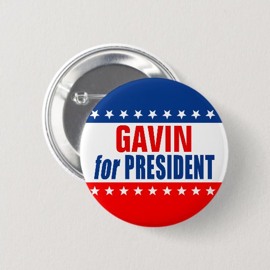 "GAVIN als PRESIDENT" Knop Ronde Button 5,7 Cm (Voorkant /achterkant)