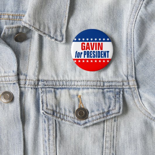 "GAVIN als PRESIDENT" Knop Ronde Button 5,7 Cm (In situ)