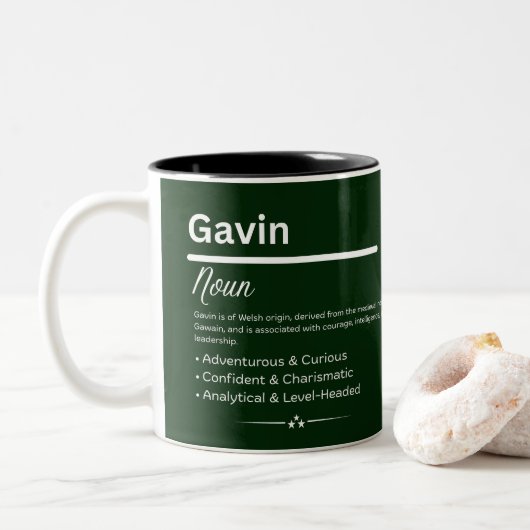 Gavin Gepersonaliseerde Naam Tweekleurige Koffiemok (Met donut)