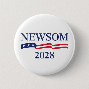 Gavin Newsom 2028 Amerikaanse vlag verkiezingscamp Ronde Button 5,7 Cm