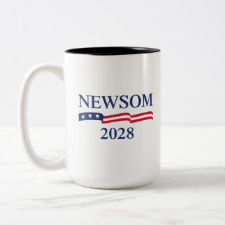 Gavin Newsom 2028 Amerikaanse vlag verkiezingscamp Tweekleurige Koffiemok
