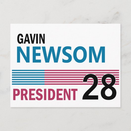 Gavin Newsom 2028 Briefkaart (Voorkant)