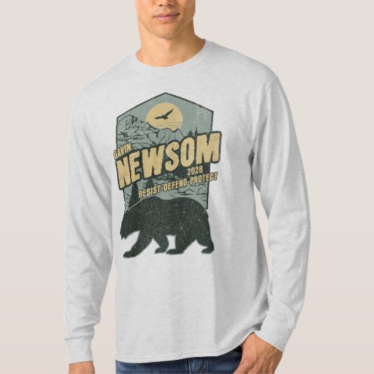 Gavin Newsom 2028 Resist Protect Defend T-shirt (Voorkant)