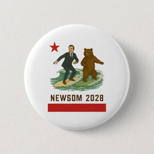 Gavin Newsom 2028 Verkiezing Californië Vlag Surfe Ronde Button 5,7 Cm
