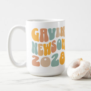 Gavin Newsom 2028 Voor President Golvende Tekst Koffiemok