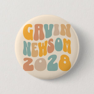 Gavin Newsom 2028 Voor President Golvende Tekst Ronde Button 5,7 Cm