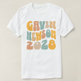 Gavin Newsom 2028 Voor President Golvende Tekst T-shirt
