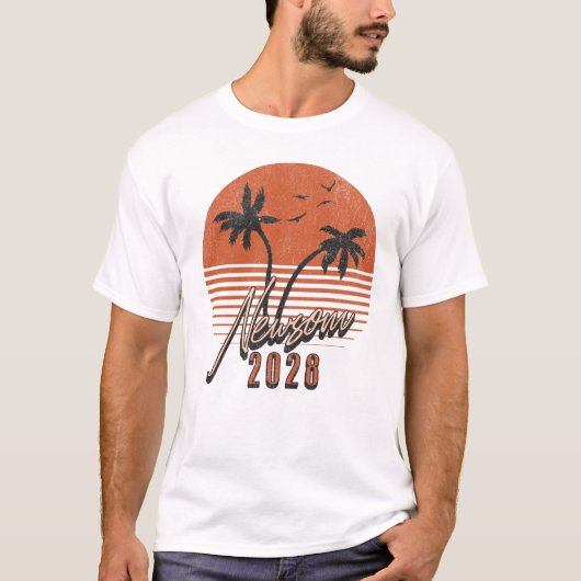 Gavin Newsom 2028 voor President Palm Tree Sunset T-shirt (Voorkant)