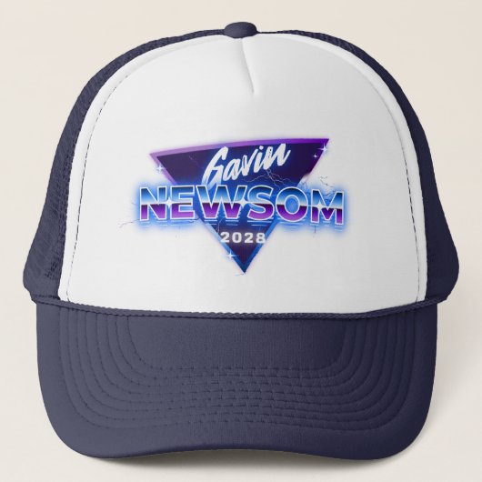 Gavin Newsom 2028 voor President Retro 80s Trucker Pet (Voorkant)