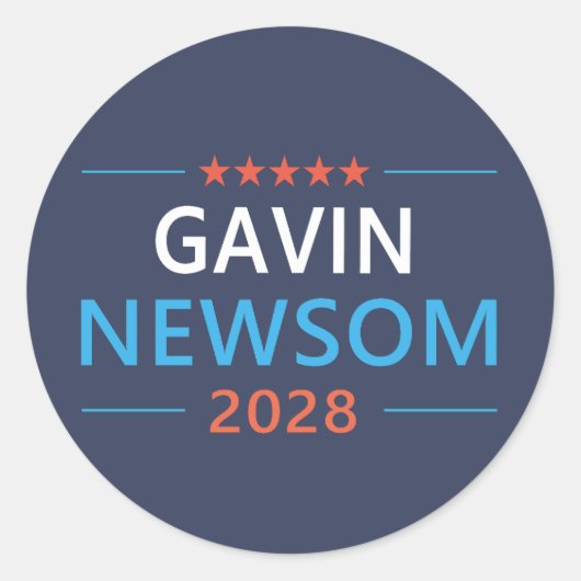 Gavin Newsom 2028 voor President Ronde Sticker (Voorkant)