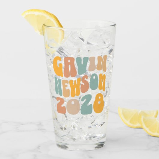 Gavin Newsom 2028 voor President Wavy Tekst Glas (Voorkant ijs)