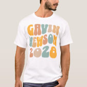 Gavin Newsom 2028 voor President Wavy Tekst T-shirt (Voorkant)