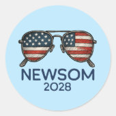 Gavin Newsom 2028 voor President zonnebril Ronde Sticker (Voorkant)