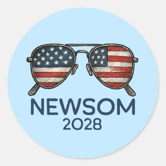 Gavin Newsom 2028 voor President zonnebril Ronde Sticker (Voorkant)