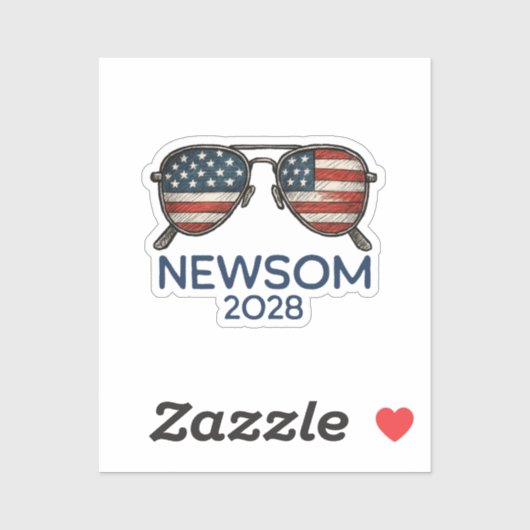 Gavin Newsom 2028 voor President zonnebril Sticker (Vel)