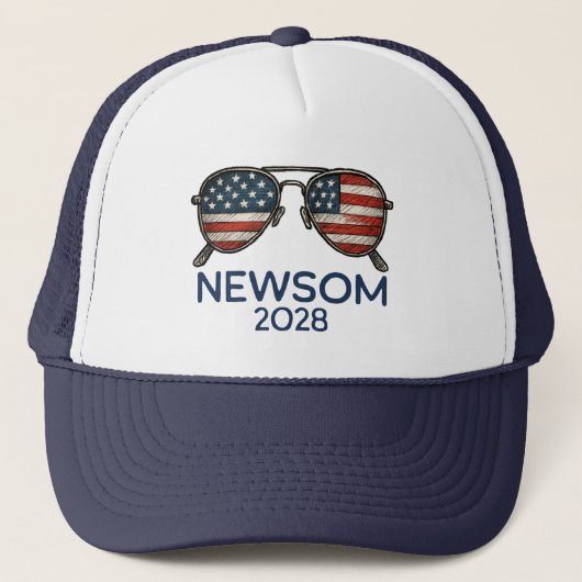 Gavin Newsom 2028 voor President zonnebril Trucker Pet (Voorkant)
