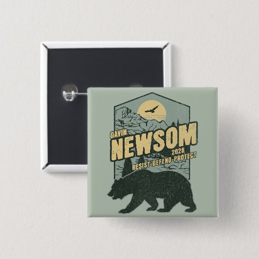 Gavin Newsom 2028 Weersta Bescherm Verdedig Vierkante Button 5,1 Cm (Voorkant /achterkant)
