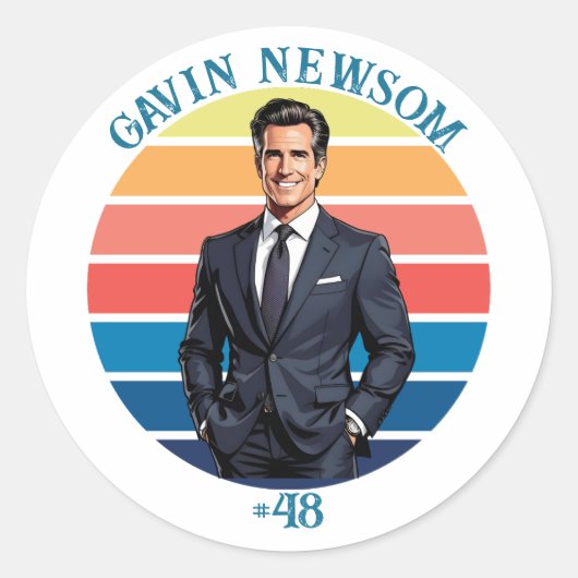 Gavin Newsom |  #48 Kerst Ronde Sticker (Voorkant)