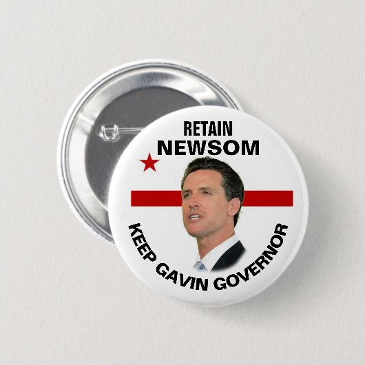 Gavin Newsom behouden in 2021 Ronde Button 5,7 Cm (Voorkant /achterkant)