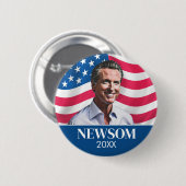 Gavin Newsom Campaign Foto met vlag Ronde Button 5,7 Cm (Voorkant /achterkant)